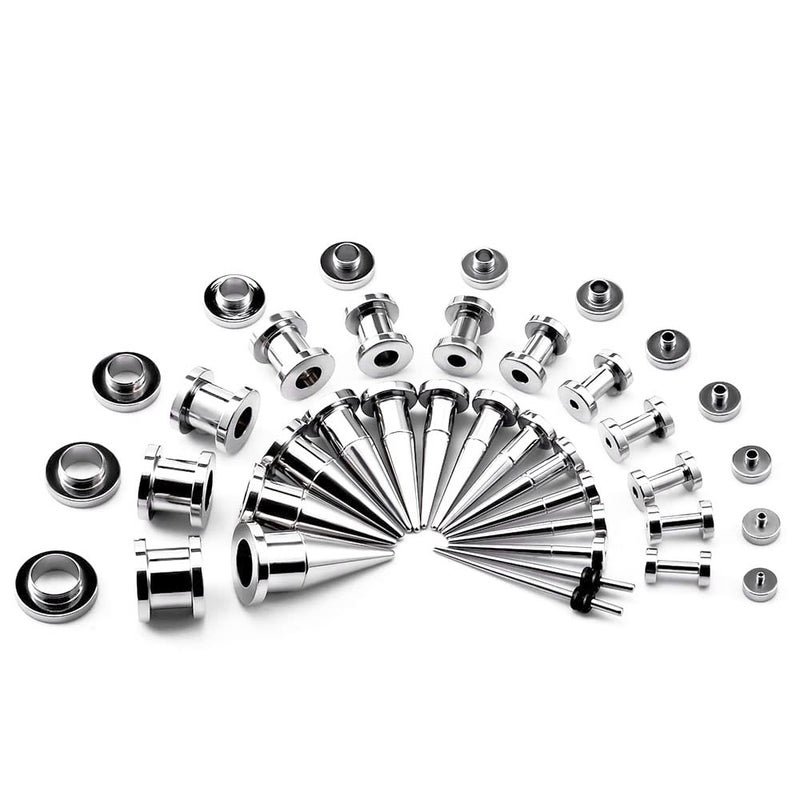 TBOSEN 36PCS Ear Gauge Stretching Kit Stainless Steel Double Flare Alloy Tapers 2 In 1 Plugs Set Eyelet 14G-00Gâ€¦ - Image 1