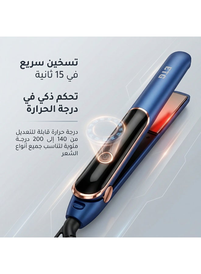 ETG Ceramic Hair Straightener, 2 in 1 Hair Straighteners and Curlers with Ceramic Coating for Smooth Glide, 15 Second Heat up, Up to 200°c, Lasting Results for Curl/Wave/Straighten Hair 40W - Image 2