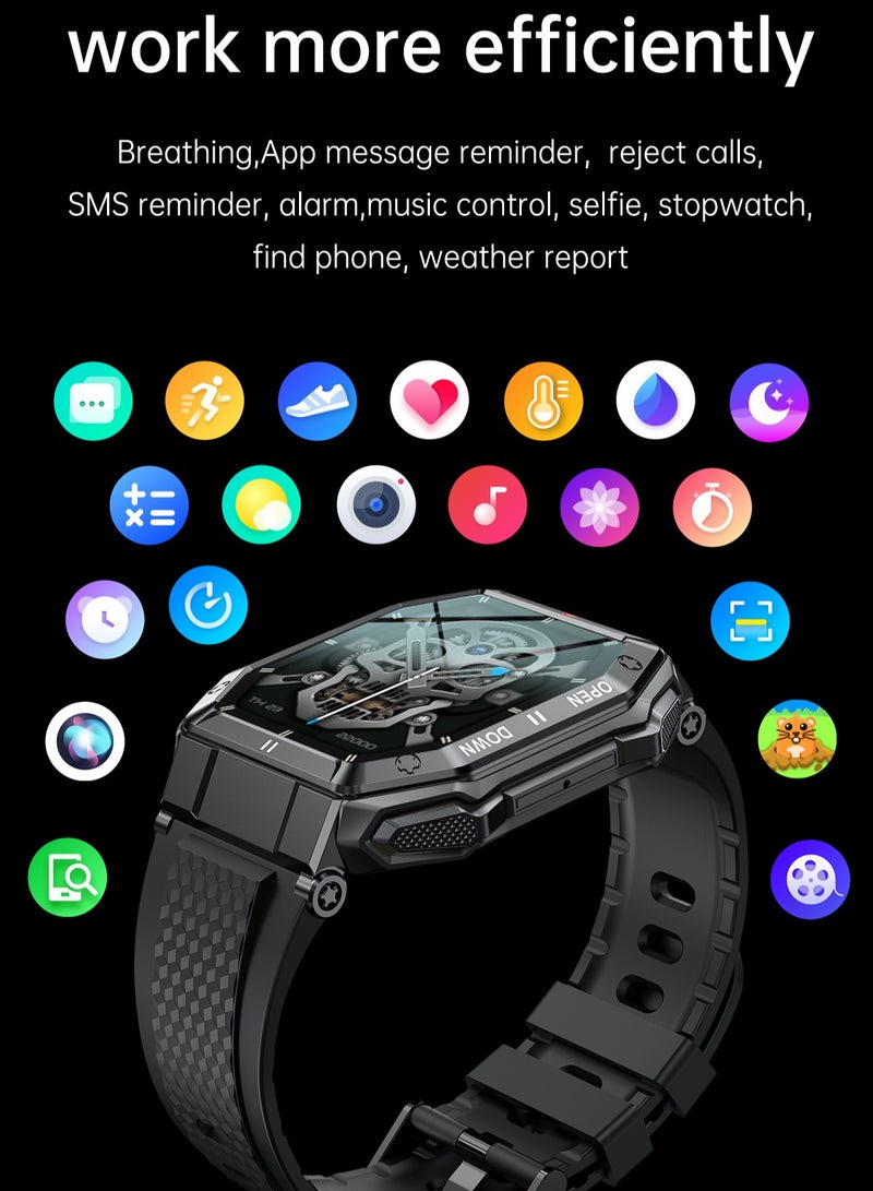 رولستيمي ساعة ذكية عسكرية للرجال ، 1.85 " عالية الوضوح جهاز تعقب للياقة البدنية في الهواء الطلق ساعة رياضية ، مع معدل ضربات القلب وضغط الدم ومراقبة النوم ، آر تي-كي 55 كاكي - Image 5