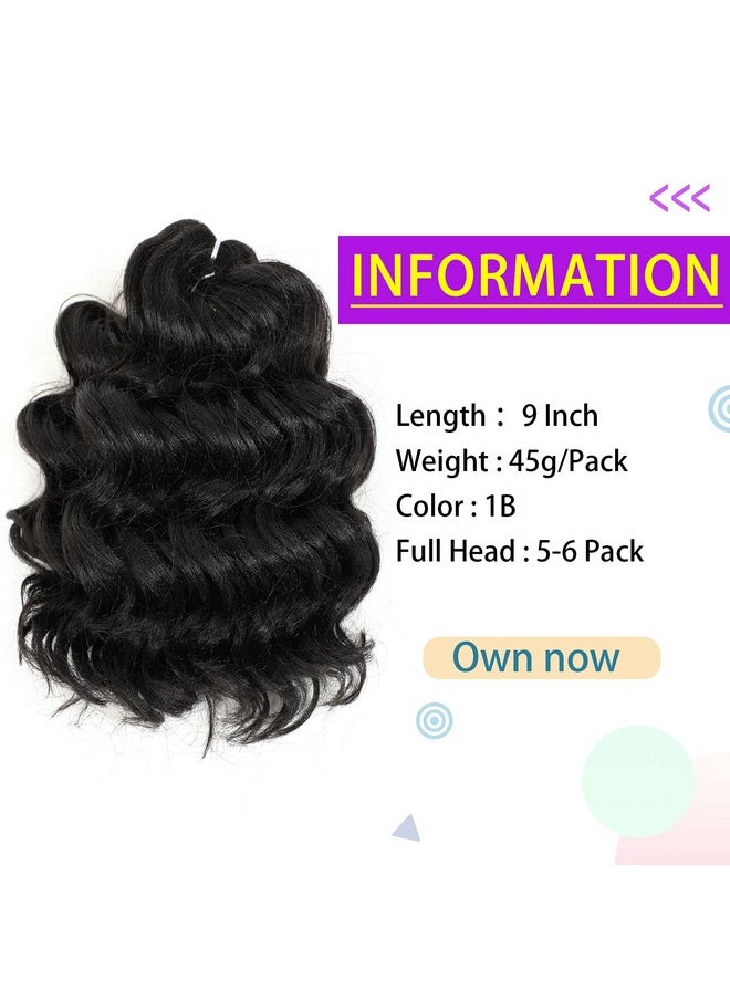 AMELI - Ocean Wave Crochet Hair Deep Wave Crochet Natural Black Ocean Wave Braids Hair For Black Women Synthetic Crochet Braiding Hair Extensions 8 Packs (9 Inch 1B) - Image 1