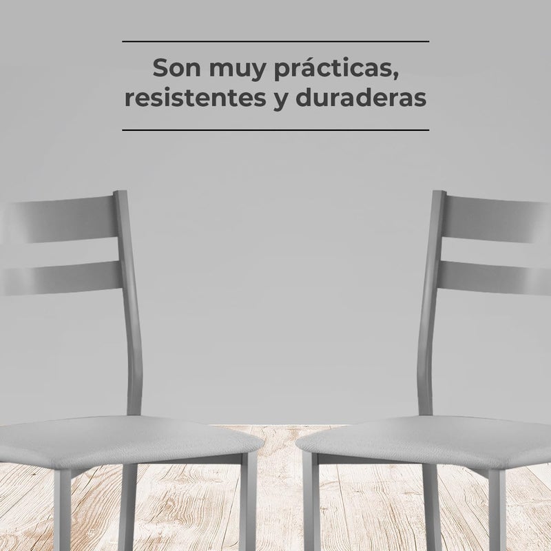 ASTIMESA Two Kitchen Chairs Backrest Grey Stripes - Image 5