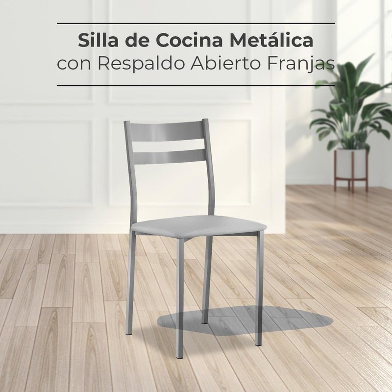 ASTIMESA Two Kitchen Chairs Backrest Grey Stripes - Image 2