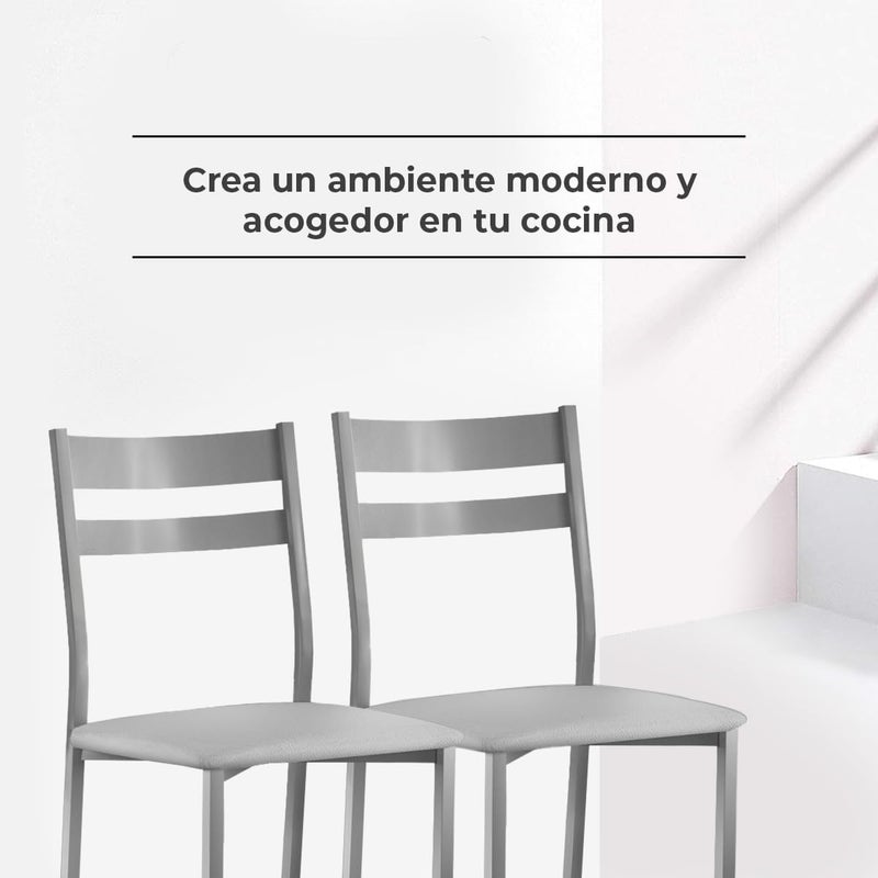 ASTIMESA Two Kitchen Chairs Backrest Grey Stripes - Image 3