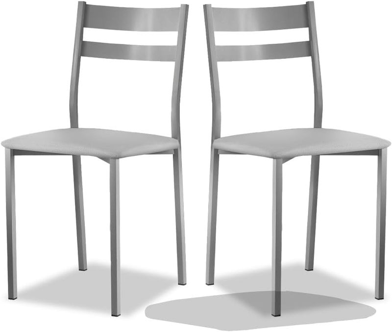 ASTIMESA Two Kitchen Chairs Backrest Grey Stripes - Image 1
