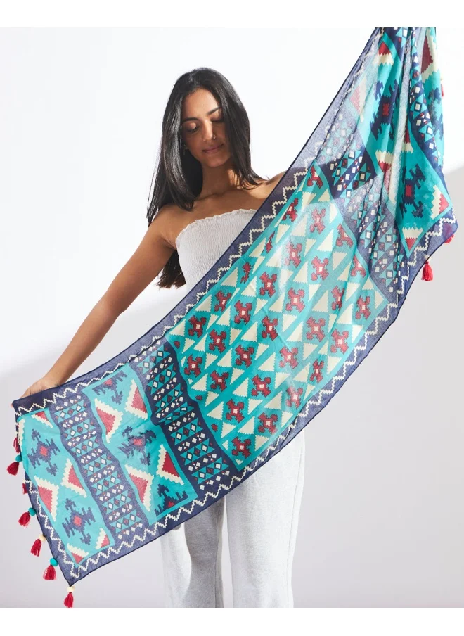 تشامباك Mercado Aztec Tassels Scarf - Rectangular