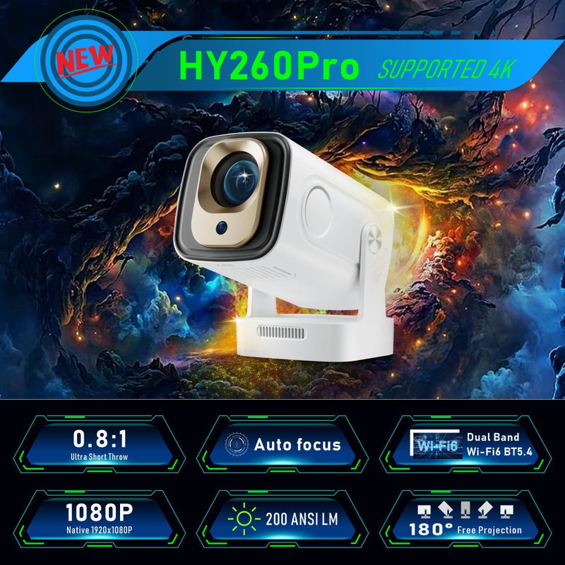جهاز عرض محمول ميني 4K بدرجة وضوح 1080P من طراز HY260Pro للاستخدام المنزلي والغرف المعيشية - Image 3