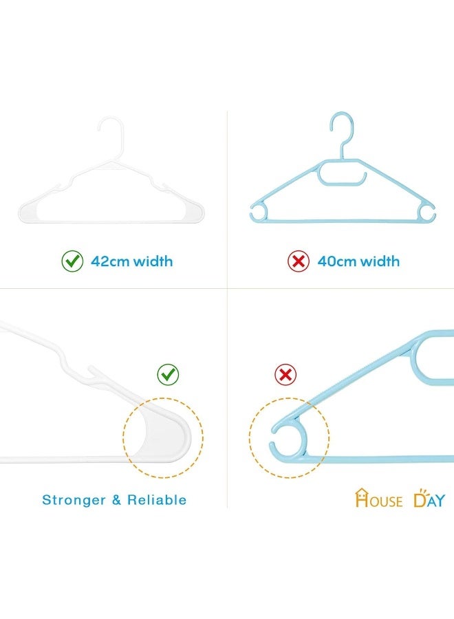 HOUSE DAY Strong White Plastic Coat Hangers 20 pack 16.5" / 42cm wide, Fit for Adult, Children above 10, Odourless Package, with Convenient Hooks - Image 2
