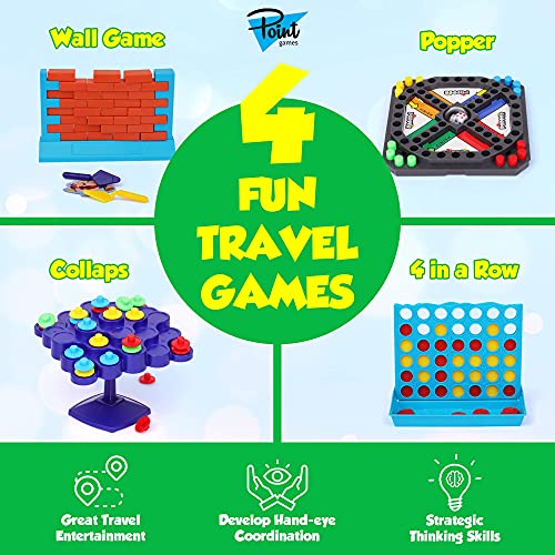 Point Games Travel Games 4-in-1 Airplane Travel Essentials, Road Trip Essentials Kids Fun Games, Easy Storage & Travel Friendly, Critical Thinking and Brain Development Skills - Image 2