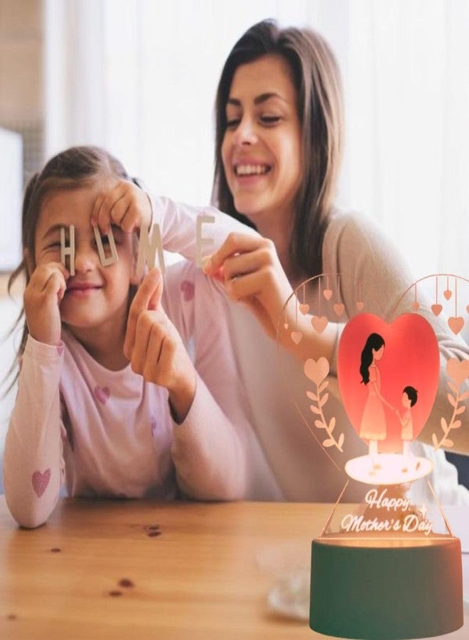 Desidiya Heart Acrylic Night Lights Mothers Day Gift for Mom |Birthday Gift for Mummy 3D Printed Night Light Gift for Mom | Happy Mothers Day Lamp, Touch Table Lamp - Image 2