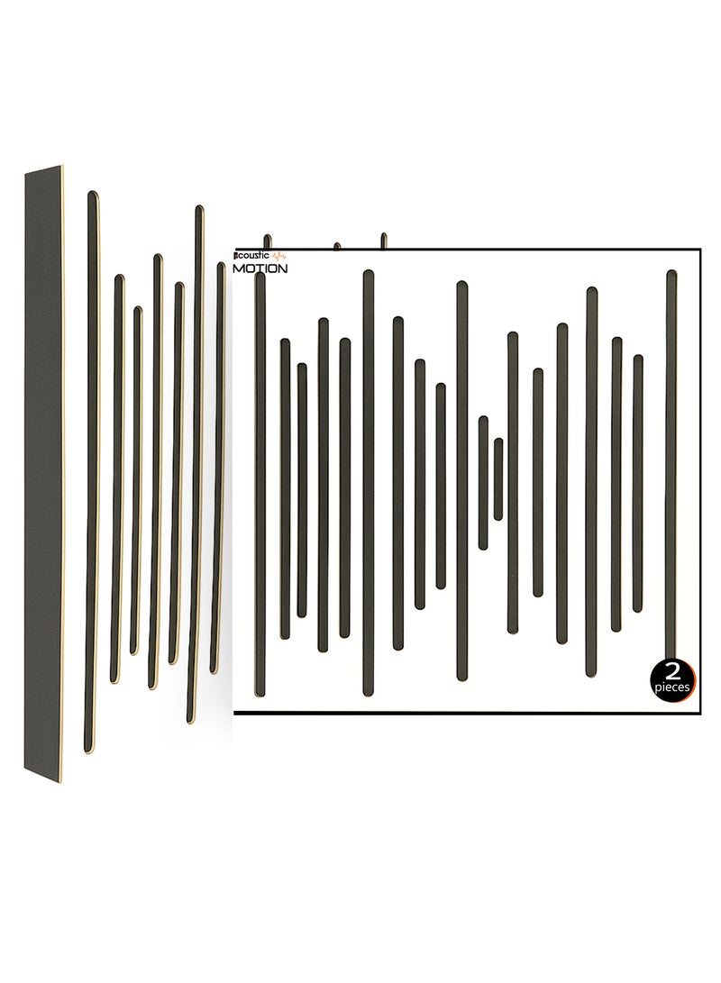 Acoustic Motion Acoustic diffuser panels "50x50x5.6 cm" PULSE design with Self-Adhesive,Sound Proof,Diffusion Panels for Home,Studio,Meeting Rooms,Wall Art Foam+wood Boards For Advanced Acoustic Room Treatment white - Image 1