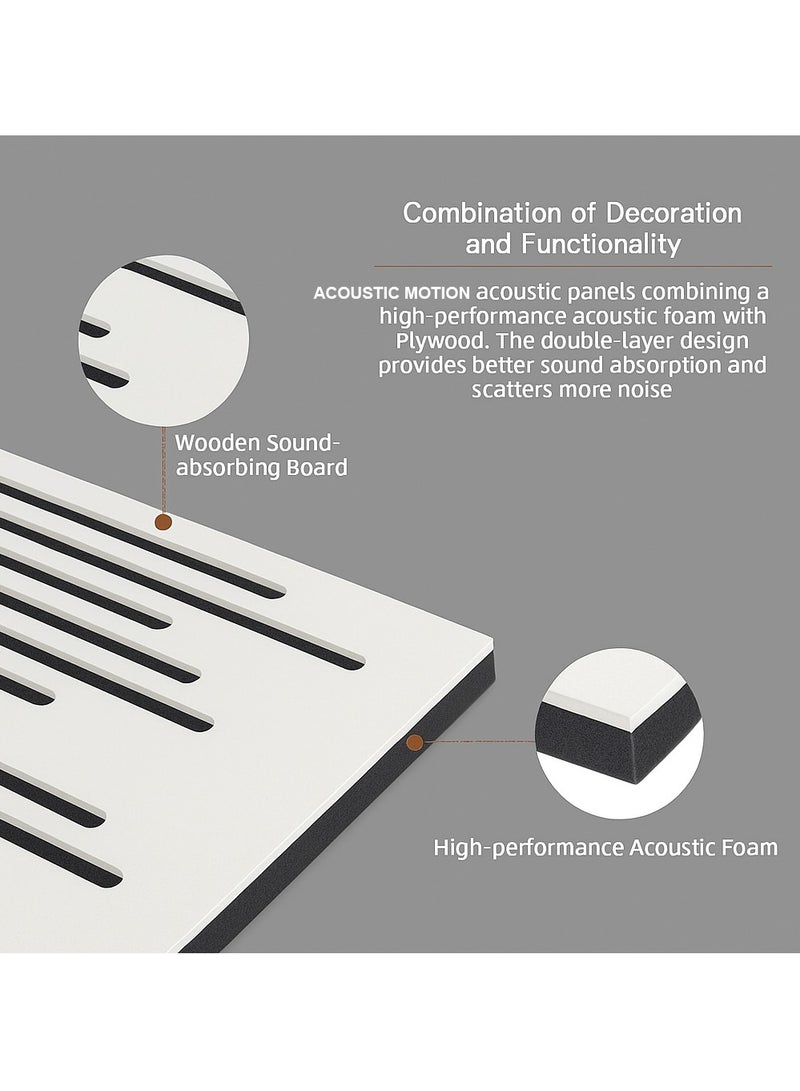 Acoustic Motion Acoustic diffuser panels "50x50x5.6 cm" PULSE design with Self-Adhesive,Sound Proof,Diffusion Panels for Home,Studio,Meeting Rooms,Wall Art Foam+wood Boards For Advanced Acoustic Room Treatment white - Image 3