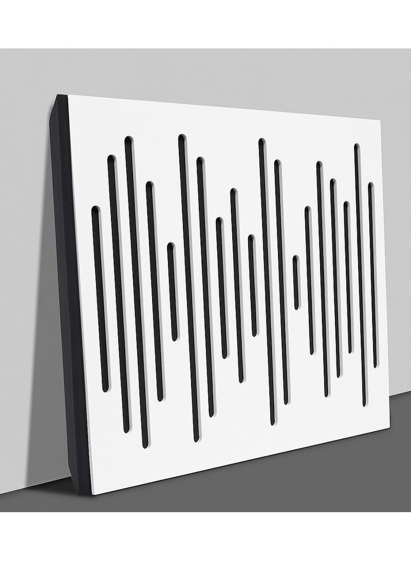 Acoustic Motion Acoustic diffuser panels "50x50x5.6 cm" PULSE design with Self-Adhesive,Sound Proof,Diffusion Panels for Home,Studio,Meeting Rooms,Wall Art Foam+wood Boards For Advanced Acoustic Room Treatment white - Image 5