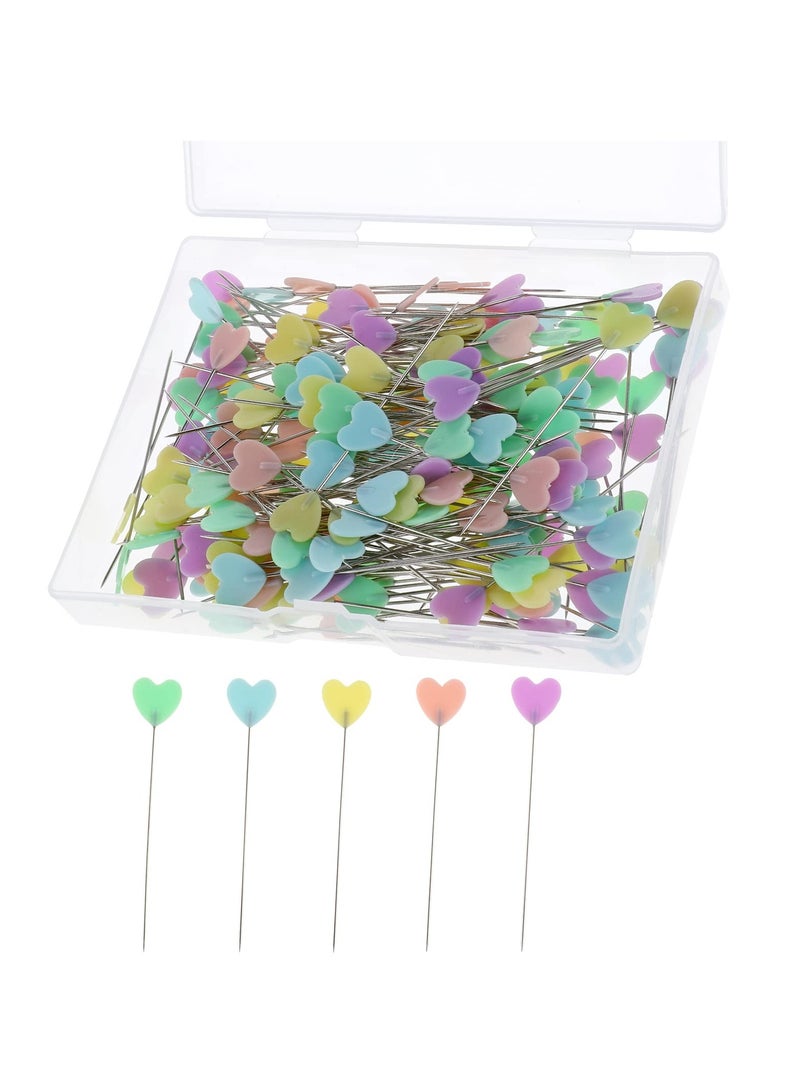KASTWAVE 200 Pcs Flat Love Head Pins Sewing Pins Flat Head Straight Pins Quilting Pins Assorted Colors Decorative Pins for Dressmaker Craft Sewing Projects Jewelry and DIY(2.14inch) - Image 1