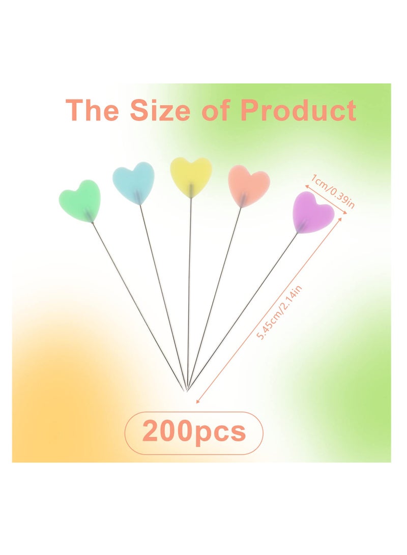 KASTWAVE 200 Pcs Flat Love Head Pins Sewing Pins Flat Head Straight Pins Quilting Pins Assorted Colors Decorative Pins for Dressmaker Craft Sewing Projects Jewelry and DIY(2.14inch) - Image 2