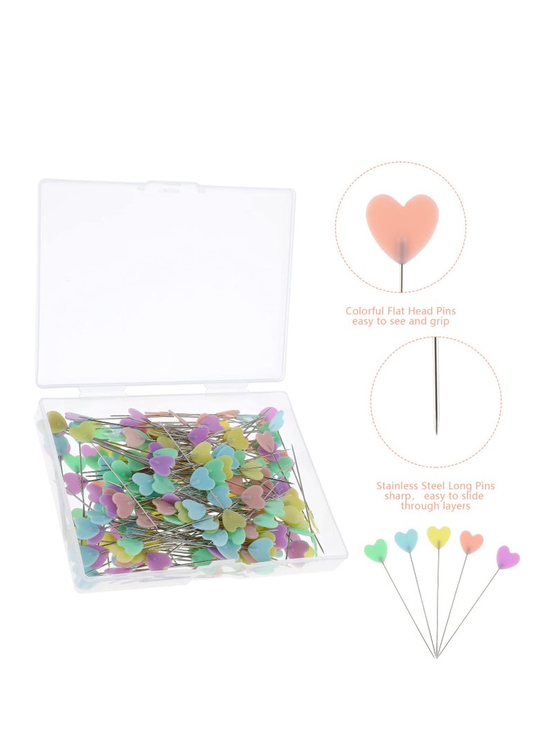 KASTWAVE 200 Pcs Flat Love Head Pins Sewing Pins Flat Head Straight Pins Quilting Pins Assorted Colors Decorative Pins for Dressmaker Craft Sewing Projects Jewelry and DIY(2.14inch) - Image 3