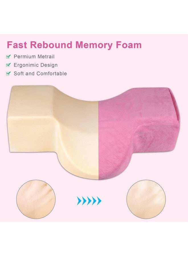 imene Lash Pillow For Lash Extensions- Memory Foam Lash Pillow With Neck And Back Support, Ergonomic Lash Bed Pillow With Velvet Pillowcase And Lash Organizer Pockets (Pink) - Image 3