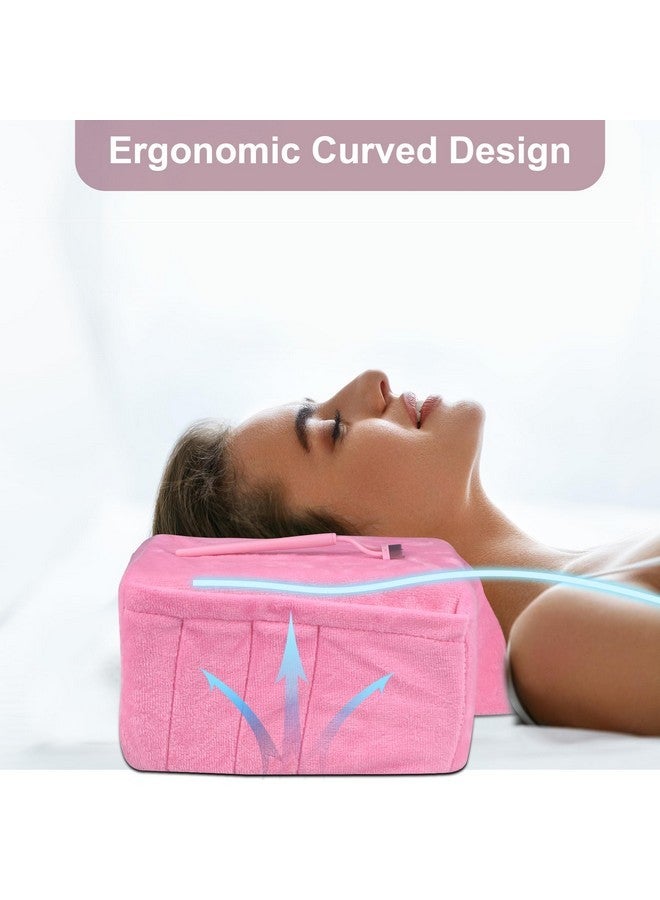 imene Lash Pillow For Lash Extensions- Memory Foam Lash Pillow With Neck And Back Support, Ergonomic Lash Bed Pillow With Velvet Pillowcase And Lash Organizer Pockets (Pink) - Image 2