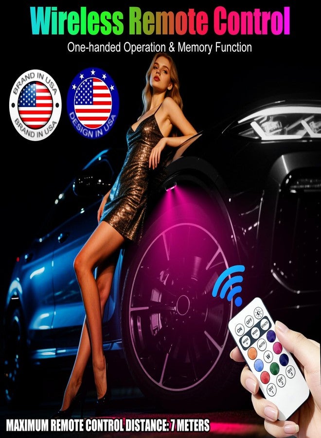 أضواء LED لاسلكية للسيارة، أضواء صخرية لاسلكية بـ 8 ألوان و10 أوضاع، ضوء تحذير ستروب LED، للدراجات النارية، والقوارب، والتخييم، والدراجات، والطائرات بدون طيار، تصميم أمريكي (8 قطع سوداء) - Image 2