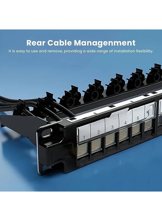1U 24 Port Blank Keystone Patch Panel 19 Inch Rack Mount with Jack Shutter - Image 5