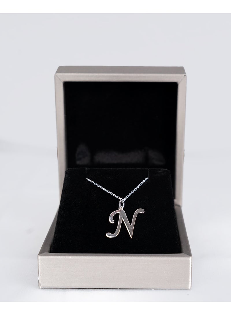 Kannan Jewels 925 Sterling Silver English Letter Pendant – N – Initial Necklace Charm - Image 1