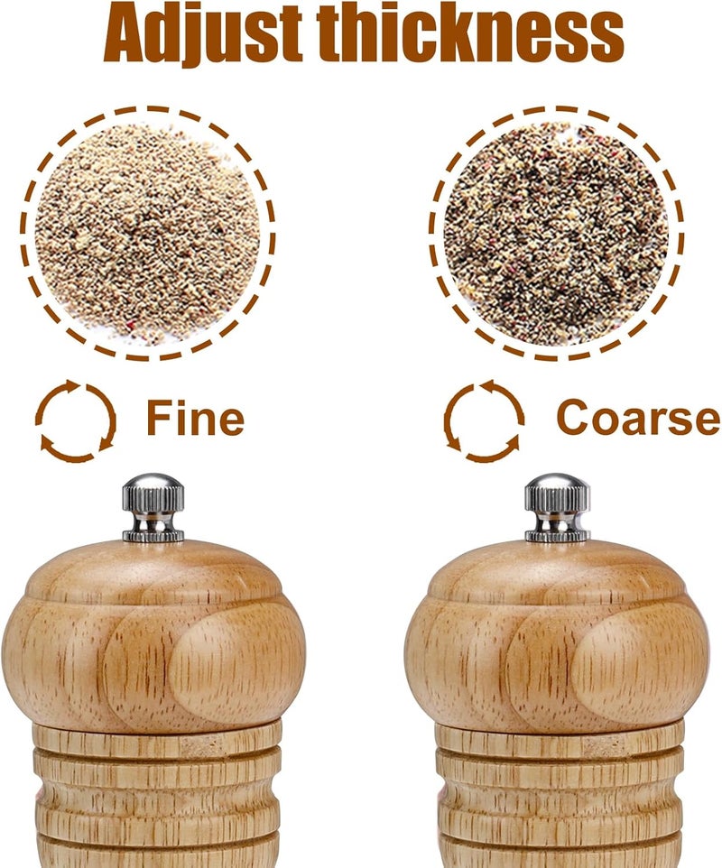 Gulex ® Wood Pepper Grinder Pepper Mill,Adjustable Coarseness 8 Inch Wooden Peppermill, Ceramic Grinding Mechanism Salt Mill Refillable (2 pacl light) - Image 4