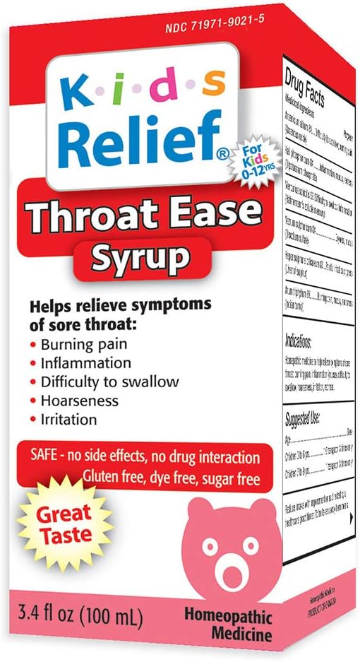 Kids Relief Kids Relief Kids Relief Throat Ease Syrup for Ages 0-12, 3.4 Fl Ounce 
