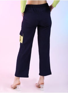 Freehand Women Regular Fit Colourblocked Mid-Rise Corduroy Colorblocked Cargo Pocket Trousers  - Image 2
