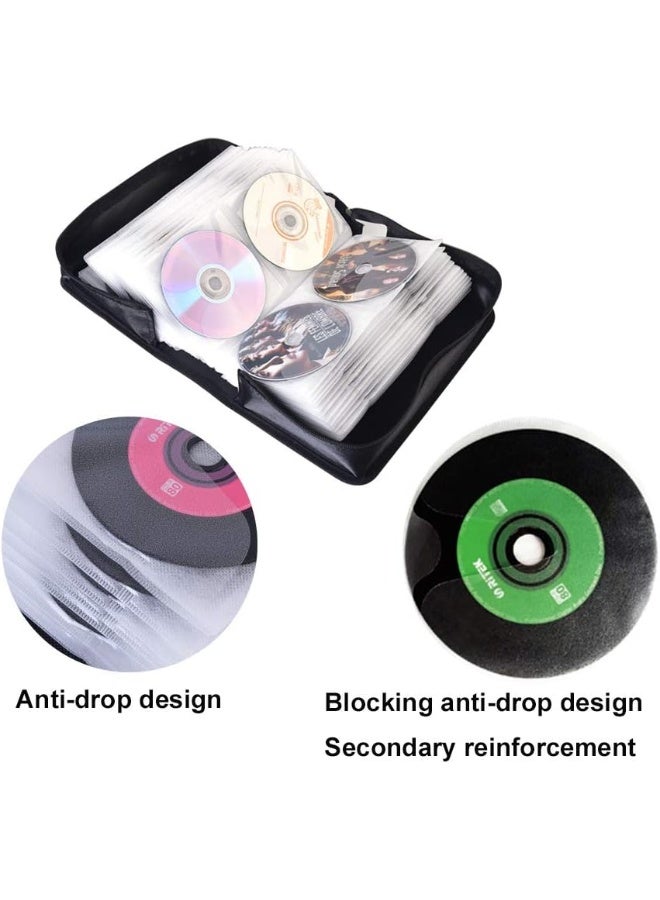 alavisxf xx ALAVISXF CD Case, 160 Capacity Nylon CD DVD Holder Protective Zipper Portable Disc Storage Wallet Organizer for Car Travel (Black)  - Image 4