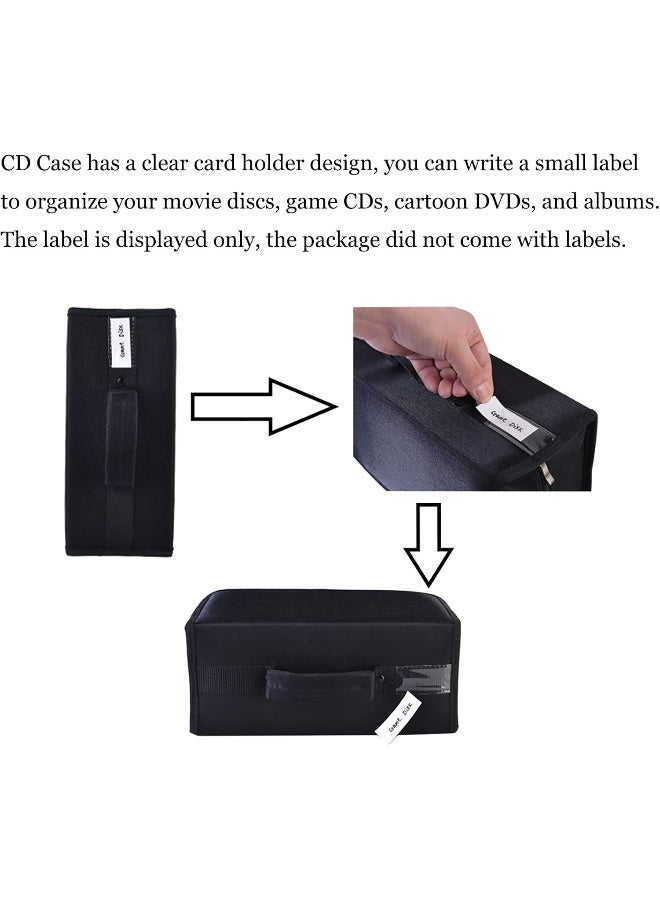 alavisxf xx ALAVISXF CD Case, 160 Capacity Nylon CD DVD Holder Protective Zipper Portable Disc Storage Wallet Organizer for Car Travel (Black)  - Image 5