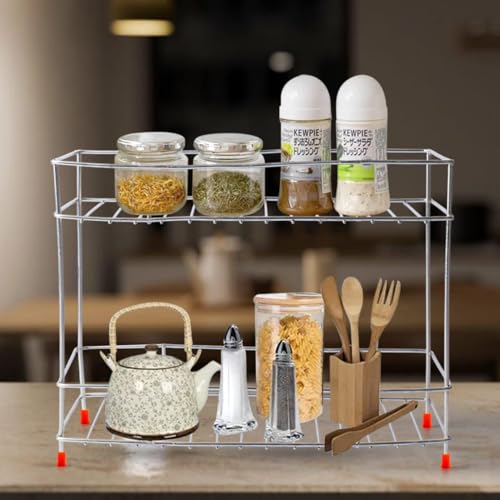 Niyara Stainless Steel Kitchen Rack Stand, Kitchen Organizer, Basket For Multistorage/Multipurpose Uses, Durable Kitchen Shelf Stand rack For Home & Kitchen, Countertop, Tabletop (2-Tier rack) - Image 1