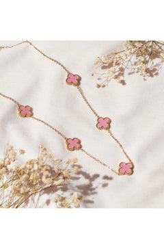 Clover Pendant Necklace, Pink Enamel, Gold Tone Chain, stainless steel - pzsku/Z8786A34B6568D0F7A3D2Z/45/_/1736380095/f5c4a7e0-798c-4dbf-bc1c-ed84ae8ecd22