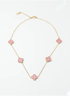 Clover Pendant Necklace, Pink Enamel, Gold Tone Chain, stainless steel - pzsku/Z8786A34B6568D0F7A3D2Z/45/_/1736380096/ffbd5cb4-ade4-49e4-8649-049d6e0923b0