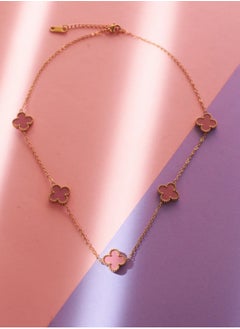 Clover Pendant Necklace, Pink Enamel, Gold Tone Chain, stainless steel - pzsku/Z8786A34B6568D0F7A3D2Z/45/_/1736380097/bf010a38-73e1-4b27-8a70-29c47a27e81f