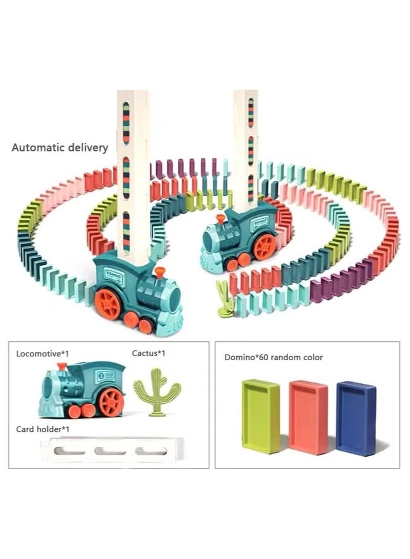 Kid's Domino Train Blocks Set- 60 Pieces, 3-8 Year Old - Image 2