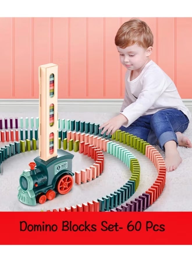 Kid's Domino Train Blocks Set- 60 Pieces, 3-8 Year Old - Image 4