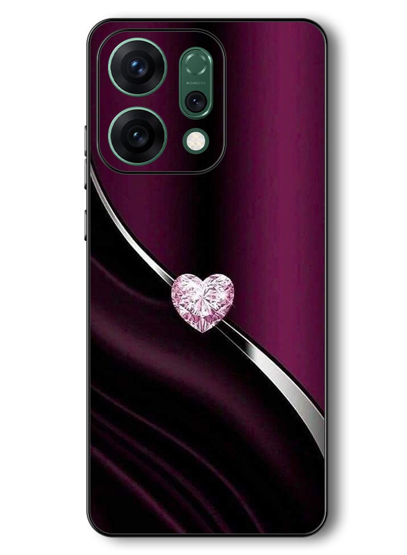 Theodor Case Compatible with Oppo Reno 14 6.59 Inch Protection Shockproof Bumper Cover Diamond Heart - Image 1