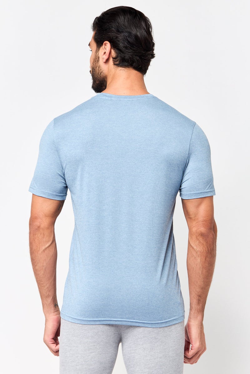 MOTION Men Sportswear Fit Short Sleeve Training Core T-Shirt, Heather Blue - Image 4