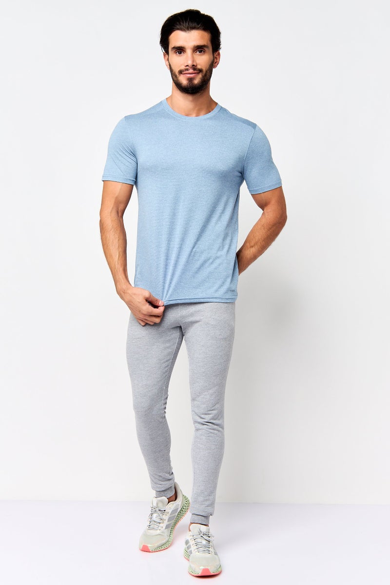 MOTION Men Sportswear Fit Short Sleeve Training Core T-Shirt, Heather Blue - Image 2