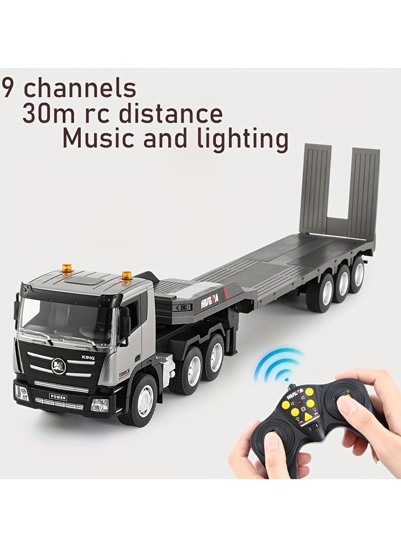XiuWoo Remote Control Building Toys, 9 Channel 2.4G Wireless Electric Alloy Transporter, 1:24 Remote Control Toy Dump Truck Car With Lights, Birthday Gift, Creative Gift  - Image 1