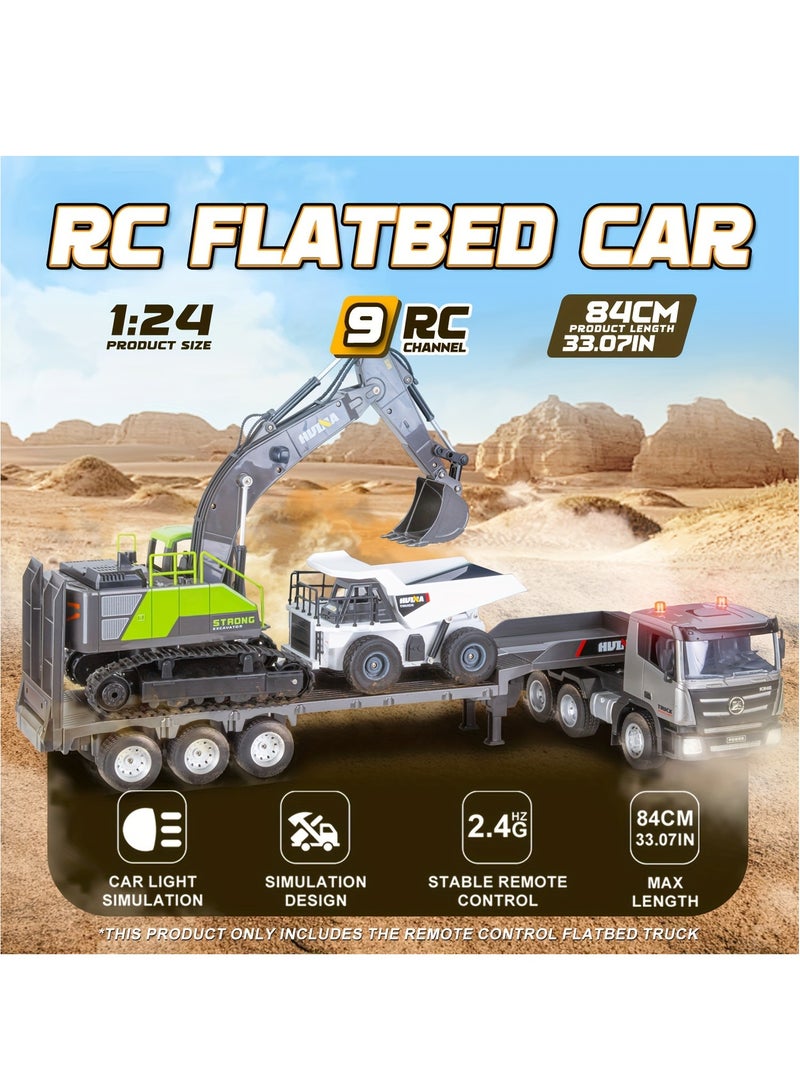 XiuWoo Remote Control Building Toys, 9 Channel 2.4G Wireless Electric Alloy Transporter, 1:24 Remote Control Toy Dump Truck Car With Lights, Birthday Gift, Creative Gift  - Image 4