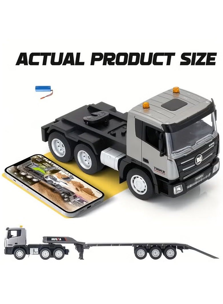 XiuWoo Remote Control Building Toys, 9 Channel 2.4G Wireless Electric Alloy Transporter, 1:24 Remote Control Toy Dump Truck Car With Lights, Birthday Gift, Creative Gift - Image 2
