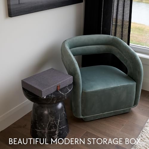 ZICOTO Decorative Photo Storage Box with Lid - A Beautiful Linen Organizer Perfect to Safely Store Your Pictures, Documents, Scrapbooking Supplies, Keepsakes and Other Memories in Style - Image 2