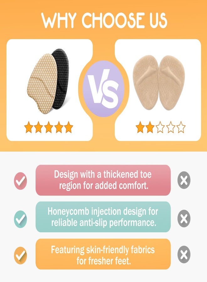 ZAIWOO Metatarsal Pads, Ball of Foot Cushions for Women, Heel Inserts, Anti-Slip Comfort Pads for High Heels, Invisible Design (2 Pairs) - Image 5