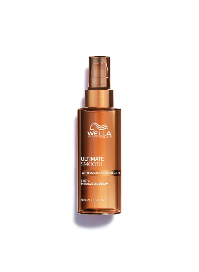 Wella Professionals سيروم زيت المعجزة من ويلا بروفيشونالز ألتيميت سموذ لل شعر الجاف، الباهت والمجعد، يغذي، ينعم ويضيف لمعان حريري، آمن للألوان، مع سكوالان وأوميغا 9، واقي حراري، 100 مل - Image 1