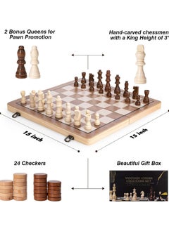 ADAK Magnetic Wooden Chess Set – 15-Inch Folding Chess Board with Handmade Pieces, Portable Travel Chess Game for Adults & Kids, Tournament & Beginner Friendly with Storage Slots and 2 Extra Queens - pzsku/Z8786D03E04779827FB00Z/45/_/1740933173/80047e92-bbef-4fe1-9de9-224f26b64ee0