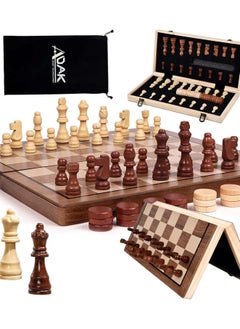 ADAK Magnetic Wooden Chess Set – 15-Inch Folding Chess Board with Handmade Pieces, Portable Travel Chess Game for Adults & Kids, Tournament & Beginner Friendly with Storage Slots and 2 Extra Queens - pzsku/Z8786D03E04779827FB00Z/45/_/1740933174/412b5e8f-6cac-440a-a337-86257fb84e16