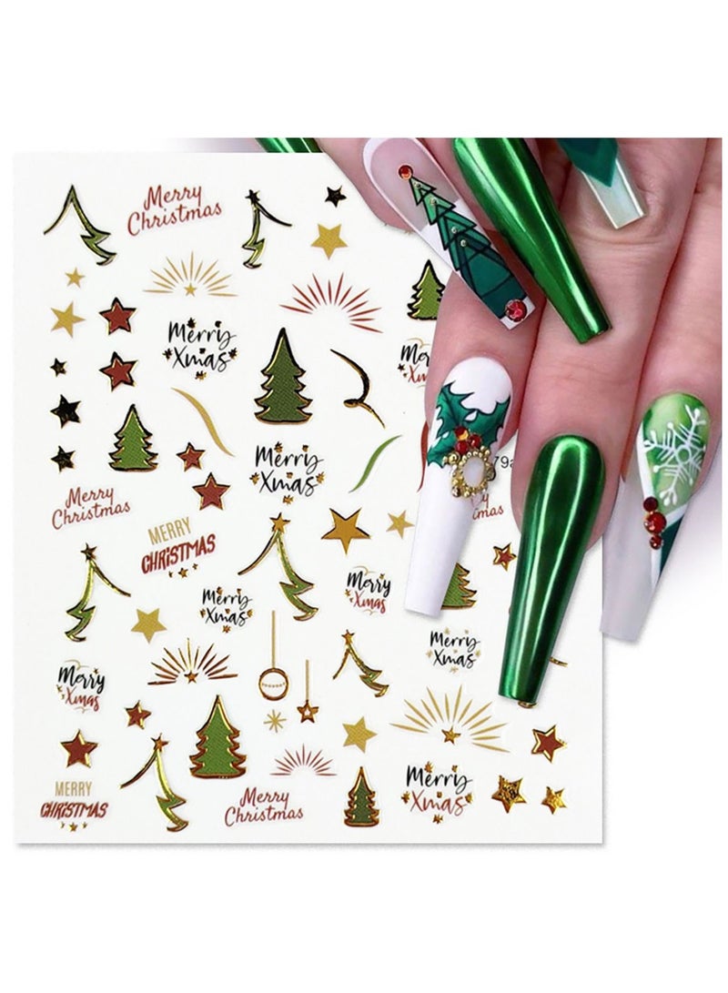 brunson Christmas Nail Stickers Decals, Winter Snowflakes Snowman 3D Self-Adhesive Nail Art Stickers Cute Elk Santa Claus Design Nail Decorations Xmas DIY Manicure Supplies for Women Girls - Image 3