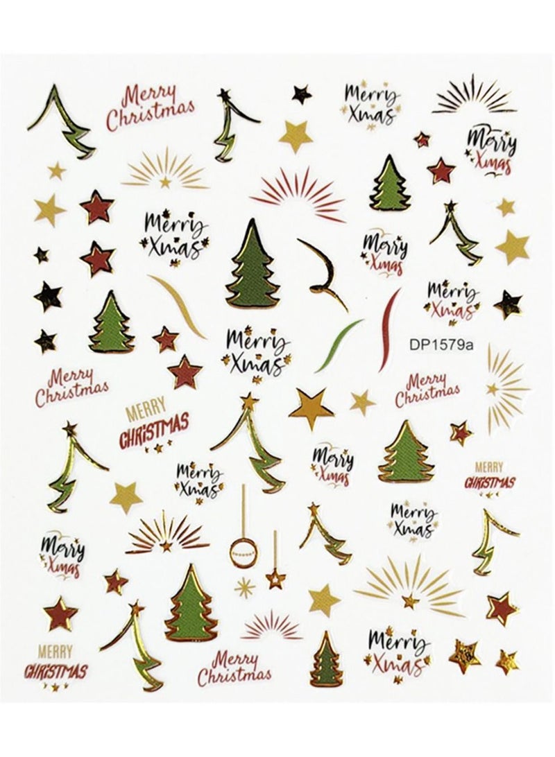 brunson Christmas Nail Stickers Decals, Winter Snowflakes Snowman 3D Self-Adhesive Nail Art Stickers Cute Elk Santa Claus Design Nail Decorations Xmas DIY Manicure Supplies for Women Girls - Image 4