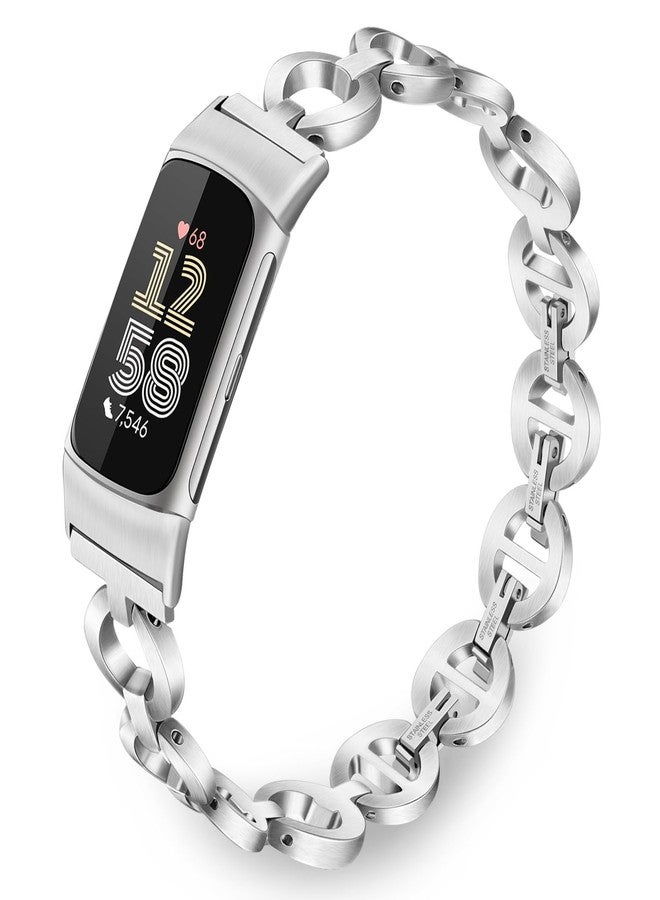 TRUMiRR Watchband for Fitbit Charge 6 / Charge 5, Stainless Steel Band Jewelry Ring Strap for Fitbit Charge 6 / Charge 5 - Image 1