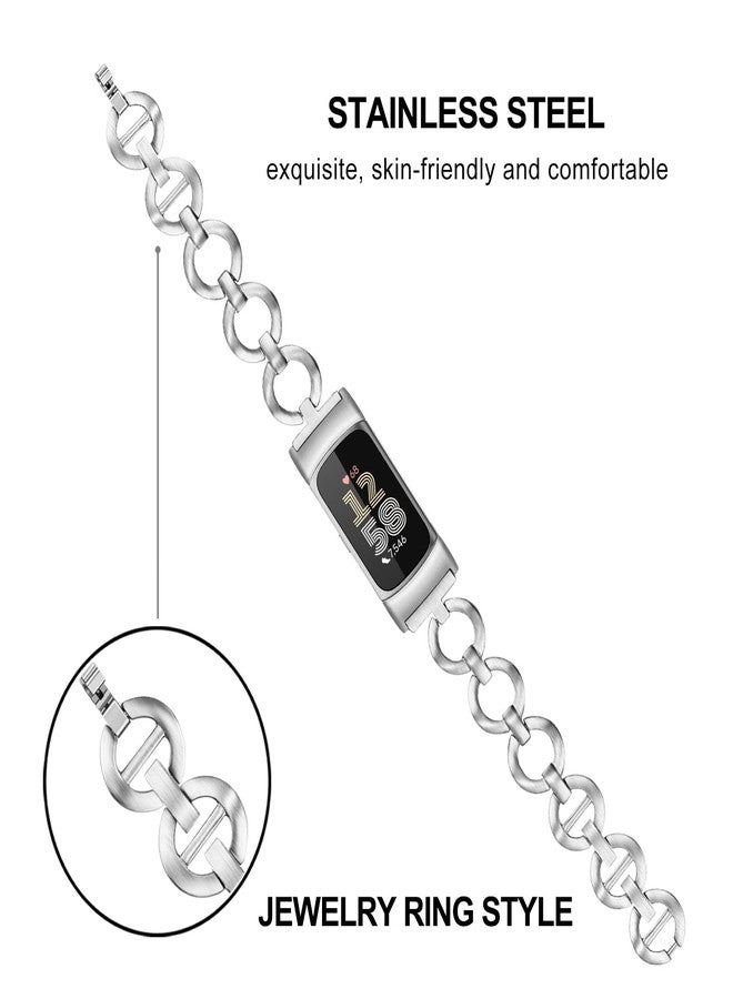 TRUMiRR Watchband for Fitbit Charge 6 / Charge 5, Stainless Steel Band Jewelry Ring Strap for Fitbit Charge 6 / Charge 5 - Image 4